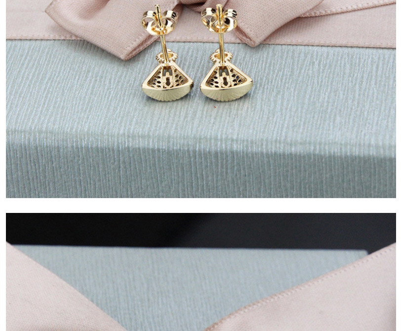 Fashion Gold-plated Blue Zirconium Copper Plated Zircon Mini Stud Earrings,Earrings