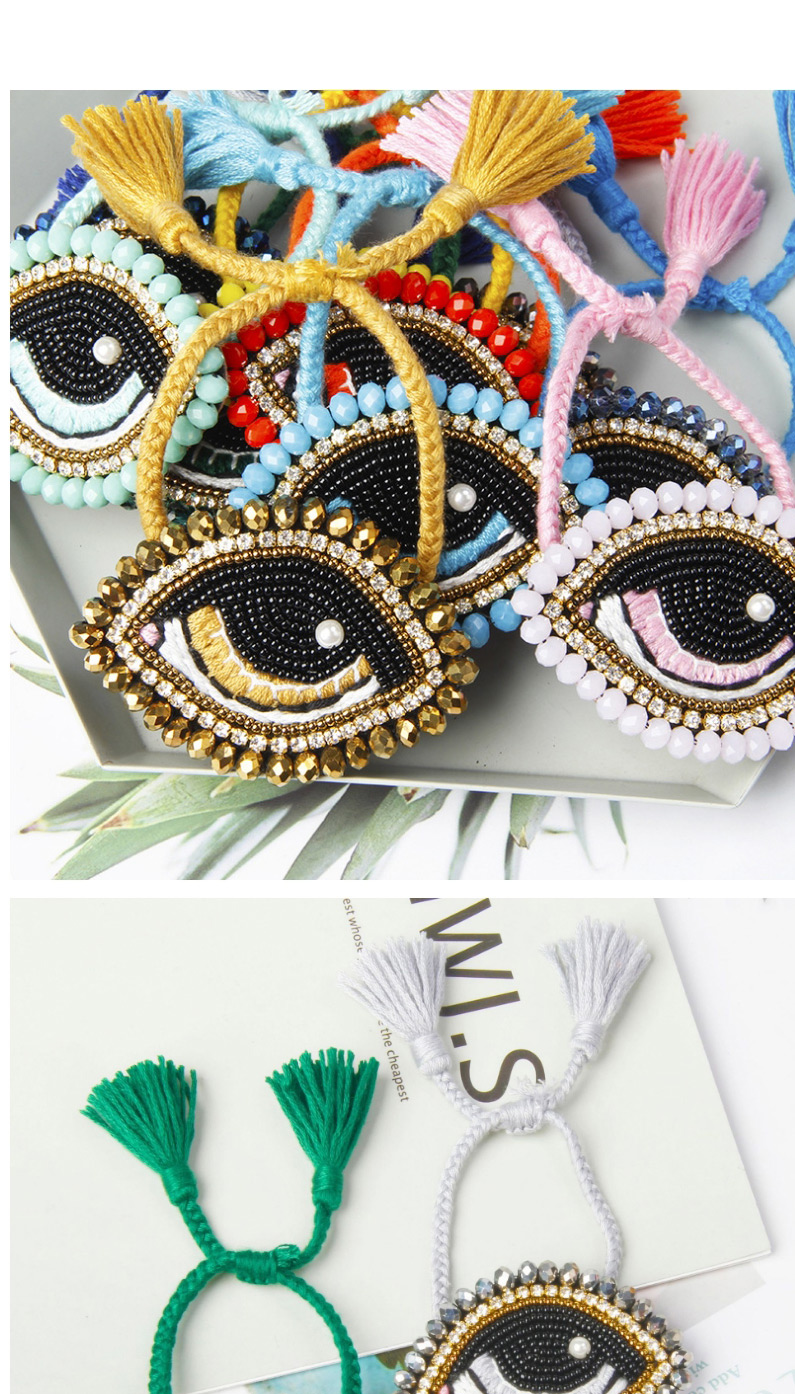 Fashion Green Imported Rice Beads Woven Eye Crystal Tassel Bracelet,Beaded Bracelet
