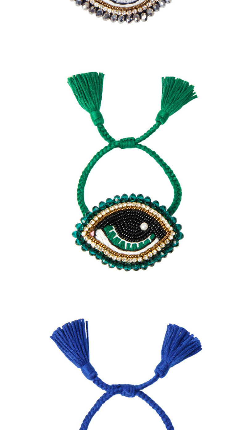 Fashion Dark Green Imported Rice Beads Woven Eye Crystal Tassel Bracelet,Beaded Bracelet