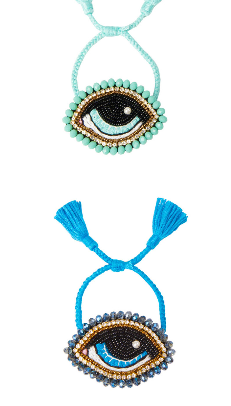 Fashion Royal Blue Imported Rice Beads Woven Eye Crystal Tassel Bracelet,Beaded Bracelet