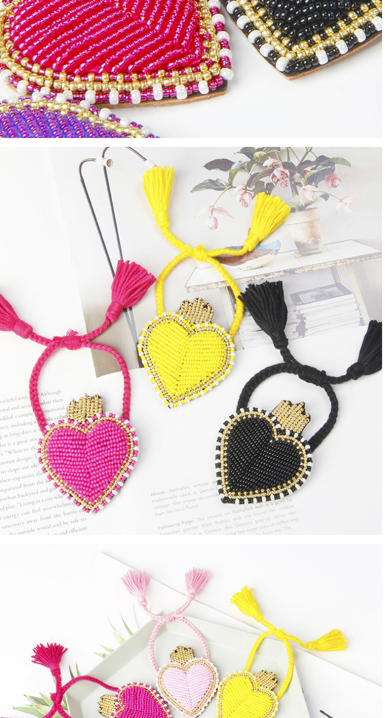 Fashion Yellow Love Hit Color Rice Beads Hand-woven Tassel Bracelet,Beaded Bracelet