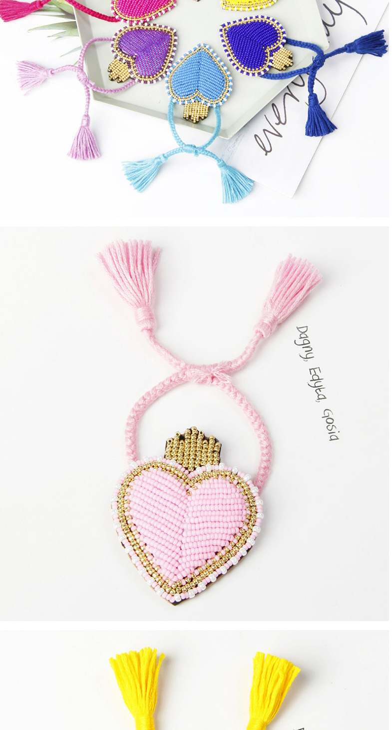 Fashion Light Blue Love Hit Color Rice Beads Hand-woven Tassel Bracelet,Beaded Bracelet