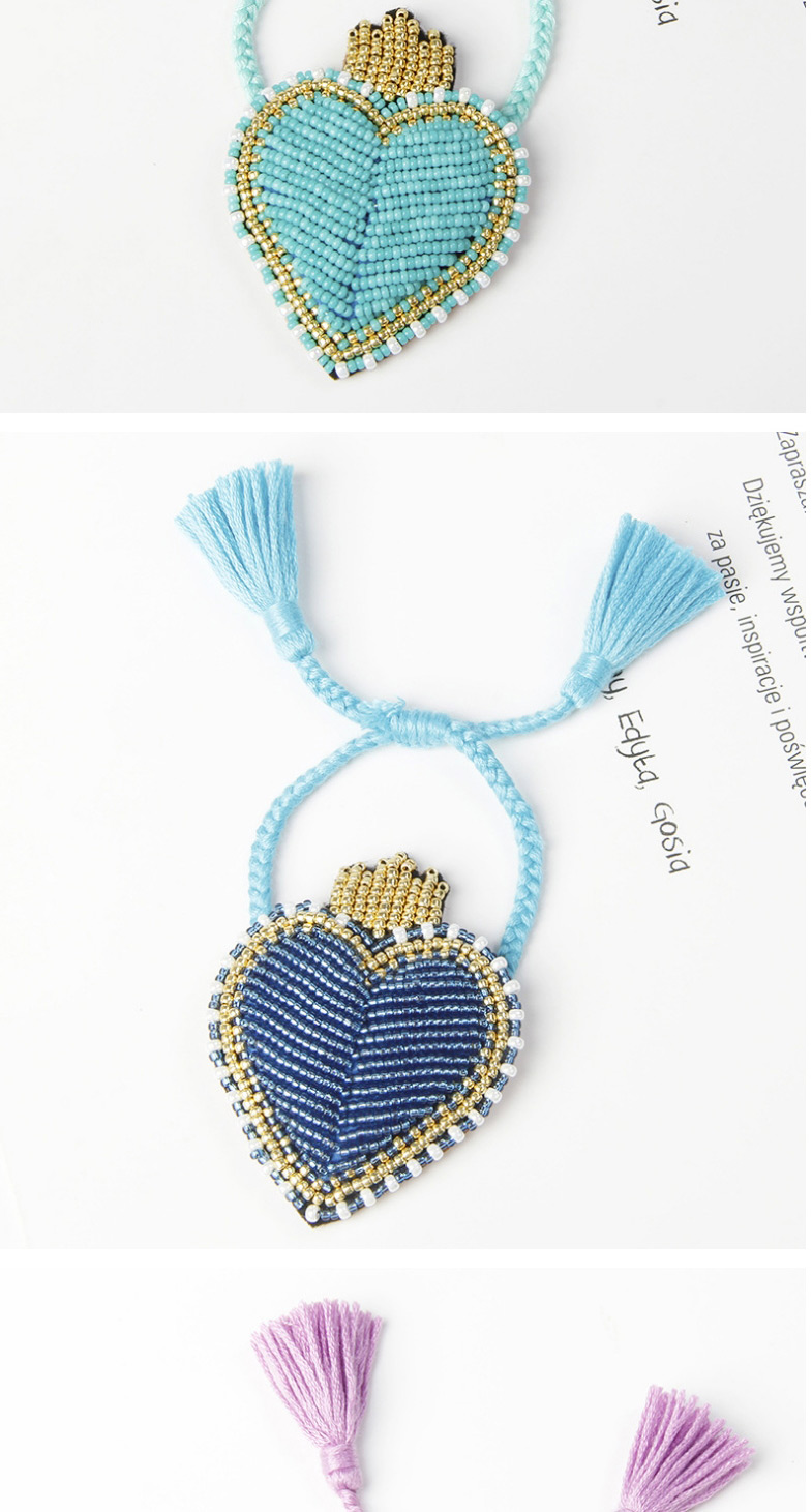 Fashion Blue Love Hit Color Rice Beads Hand-woven Tassel Bracelet,Beaded Bracelet