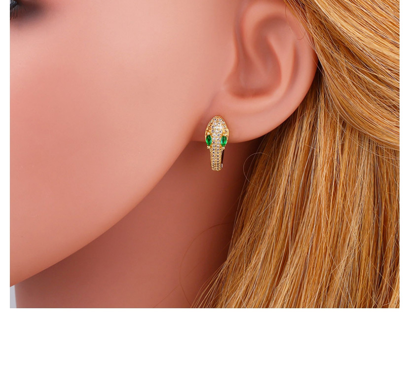 Fashion Green Snake Diamond Alloy Earrings,Earrings