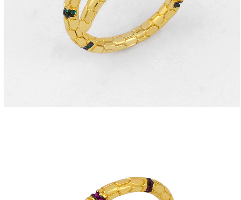 Fashion Purple Micro Inlaid Zircon Snake-shaped Alloy Embossed Ring,Rings