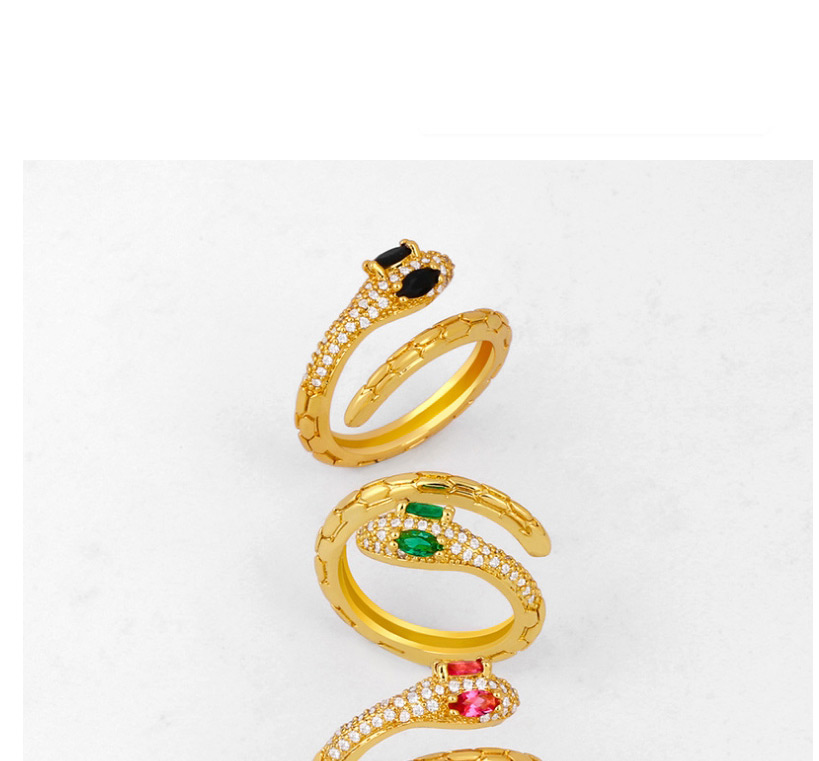 Fashion Green Adjustable Snake Ring With Diamond Opening,Rings