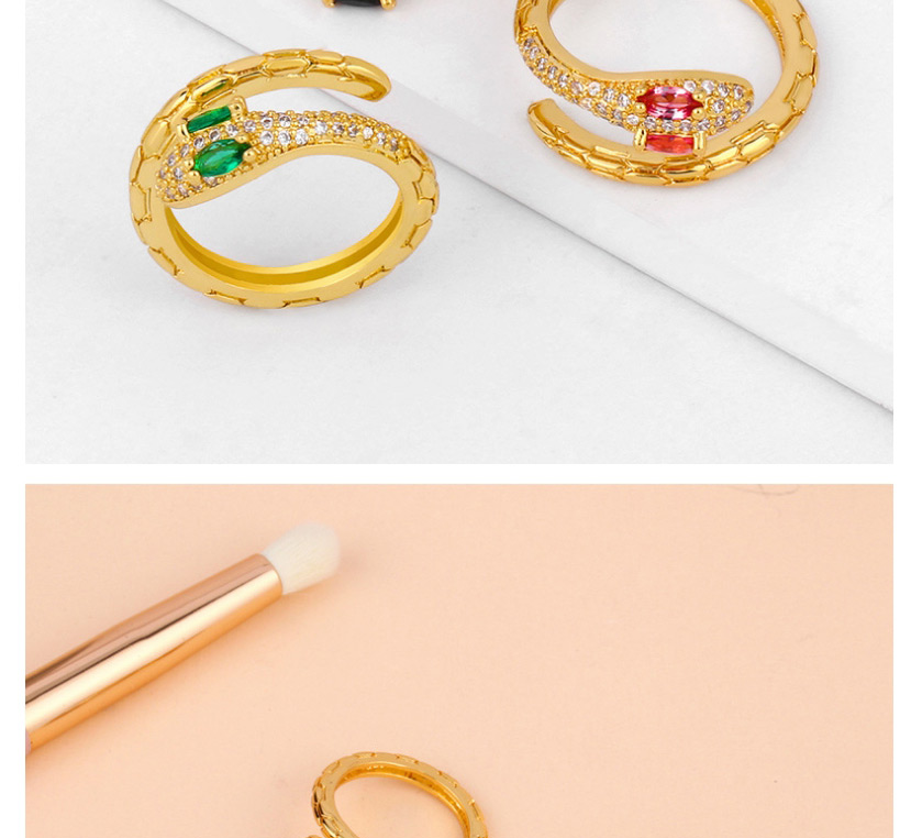 Fashion Black Adjustable Snake Ring With Diamond Opening,Rings