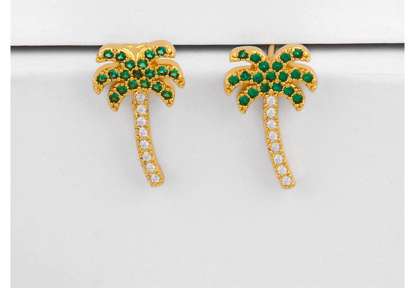 Fashion Green Coconut Diamond Stud Earrings,Earrings