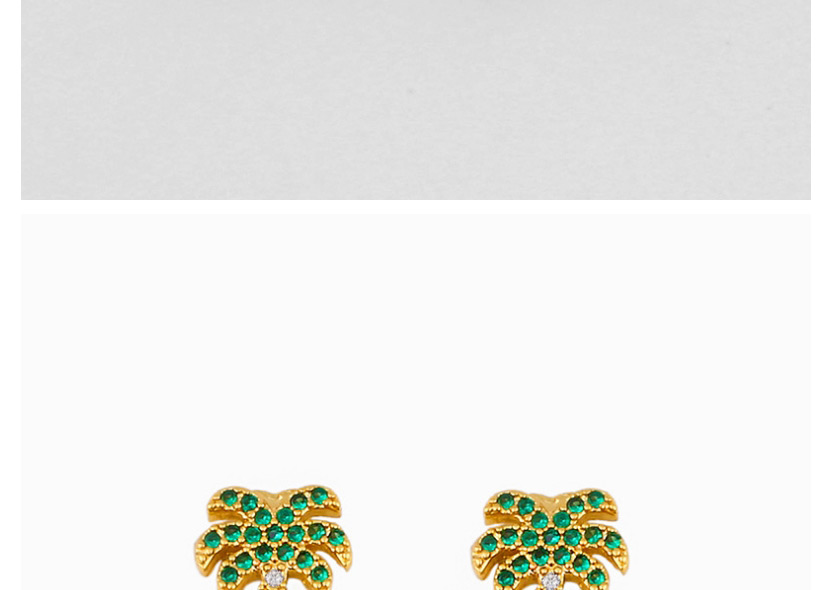 Fashion Green Coconut Diamond Stud Earrings,Earrings
