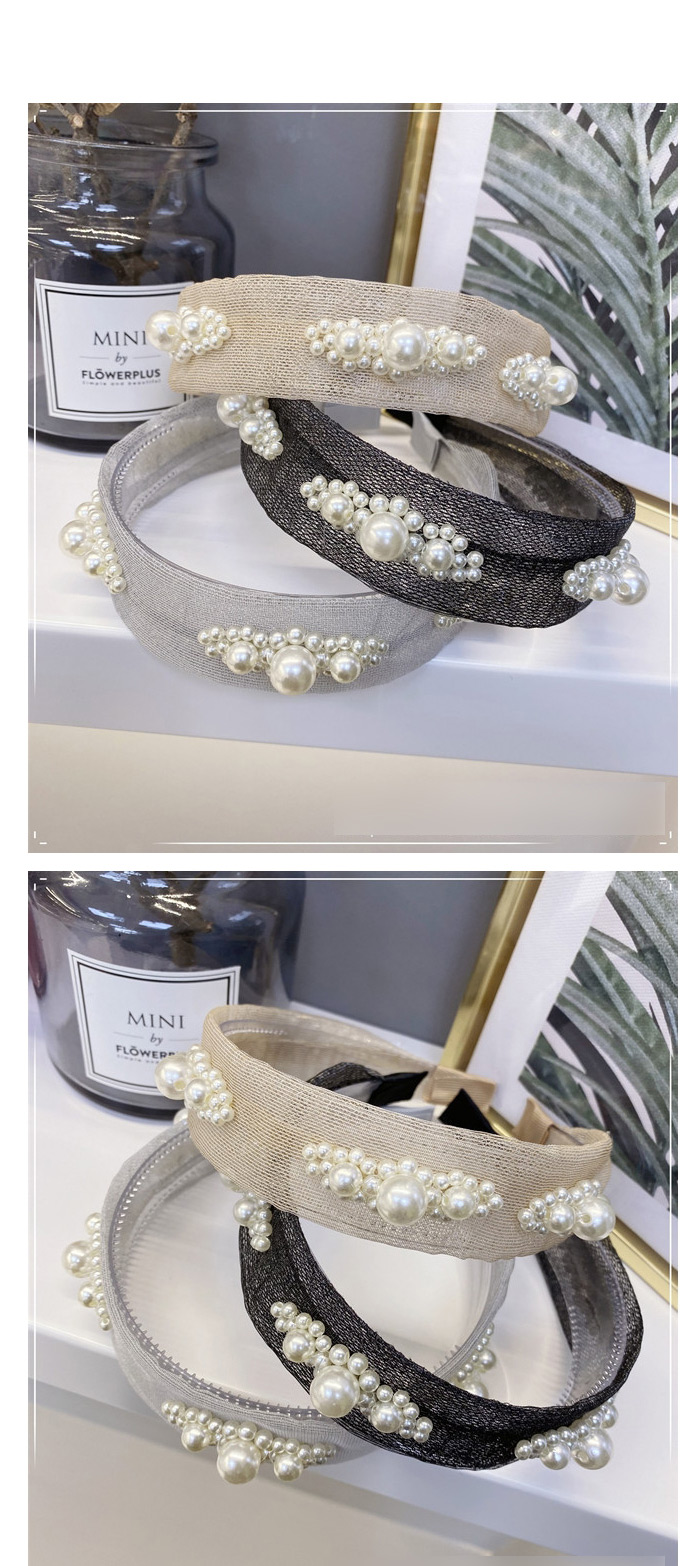 Fashion Gray Mesh Gauze Pearl Flower With Tooth Hoop,Head Band