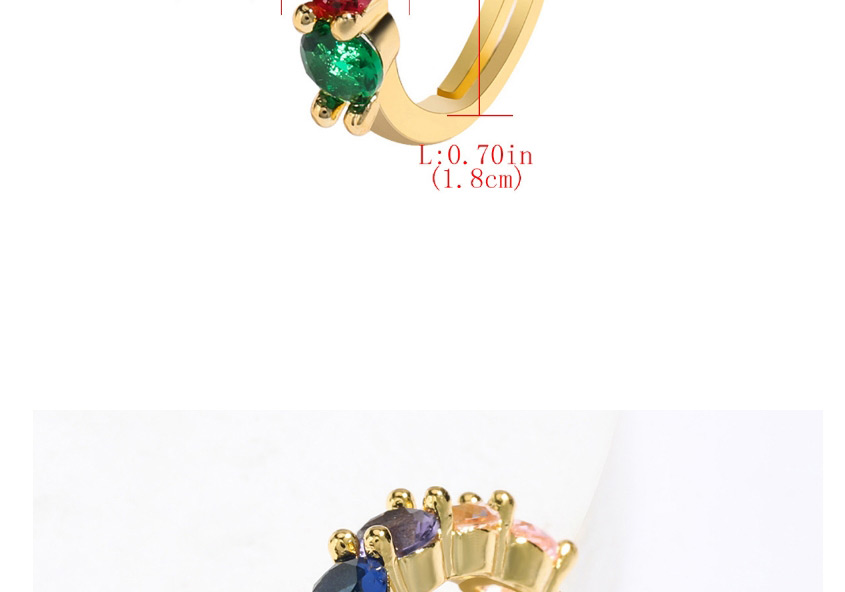 Fashion Golden Copper Micro Inlaid Color Zirconia Opening Adjustable Ring,Rings