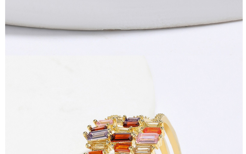 Fashion Golden Multi-layer Copper Micro-set Colorful Zircon Opening Adjustable Ring,Rings
