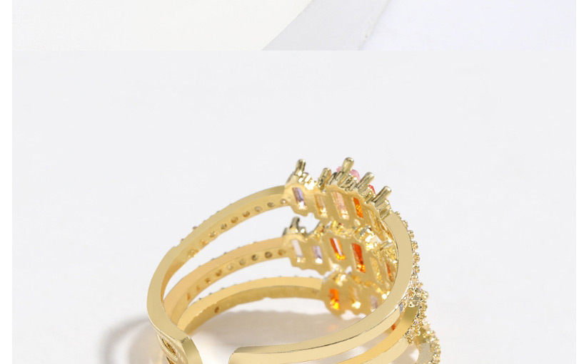 Fashion Golden Multi-layer Copper Micro-set Colorful Zircon Opening Adjustable Ring,Rings