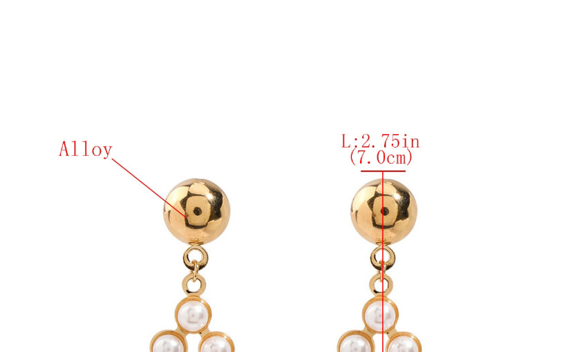 Fashion Golden Large Diamond Alloy Earrings With Pearl Geometry,Drop Earrings