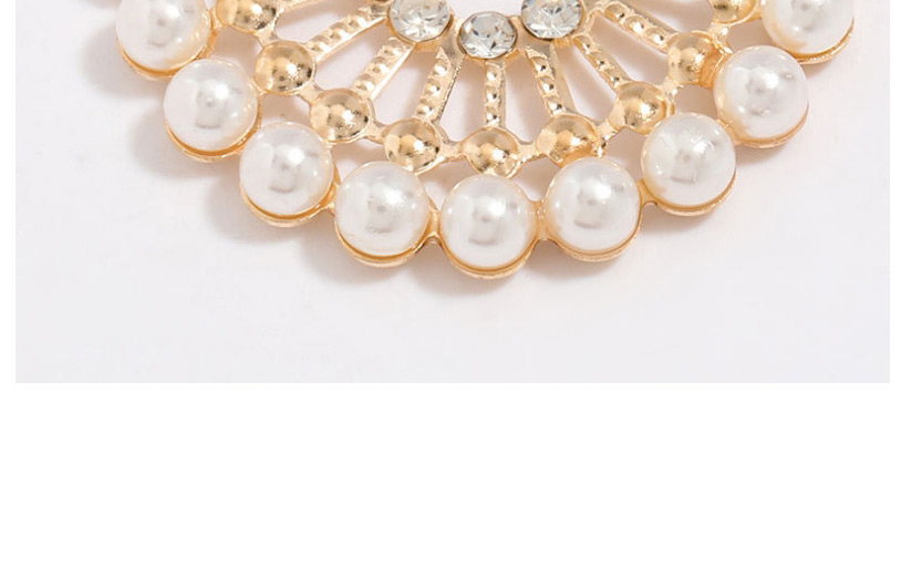 Fashion Golden Round Alloy Diamond And Pearl Openwork Earrings,Drop Earrings