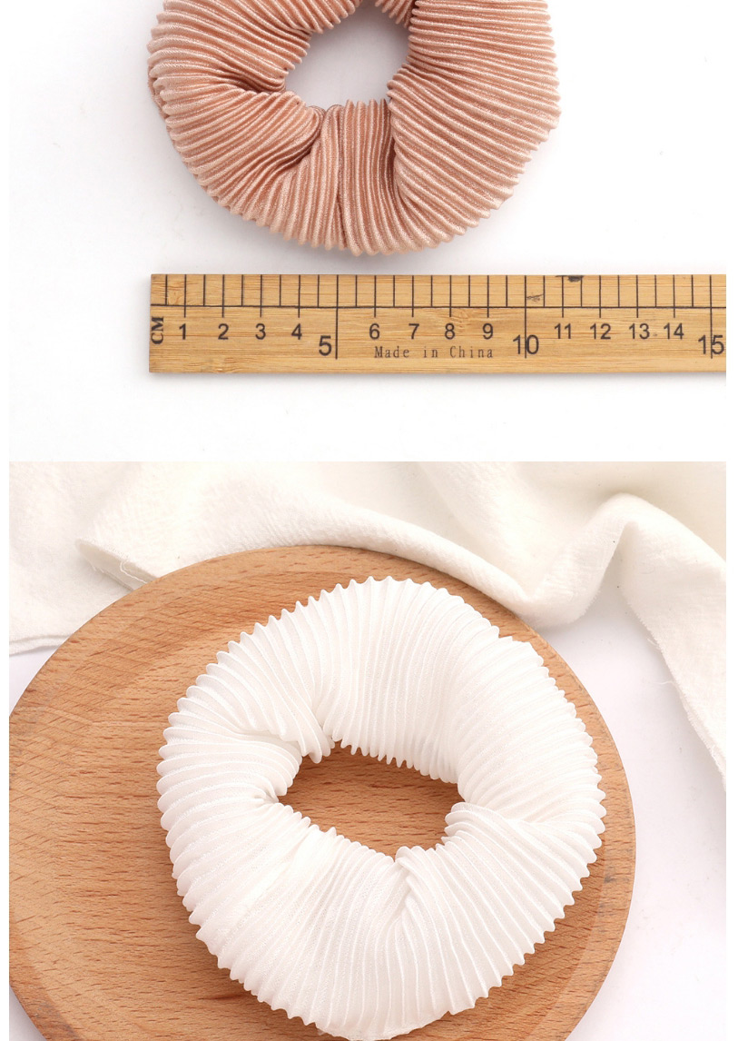 Fashion Pink Vertical Striped Pleated Fabric Bowel Hair Rope,Hair Ring