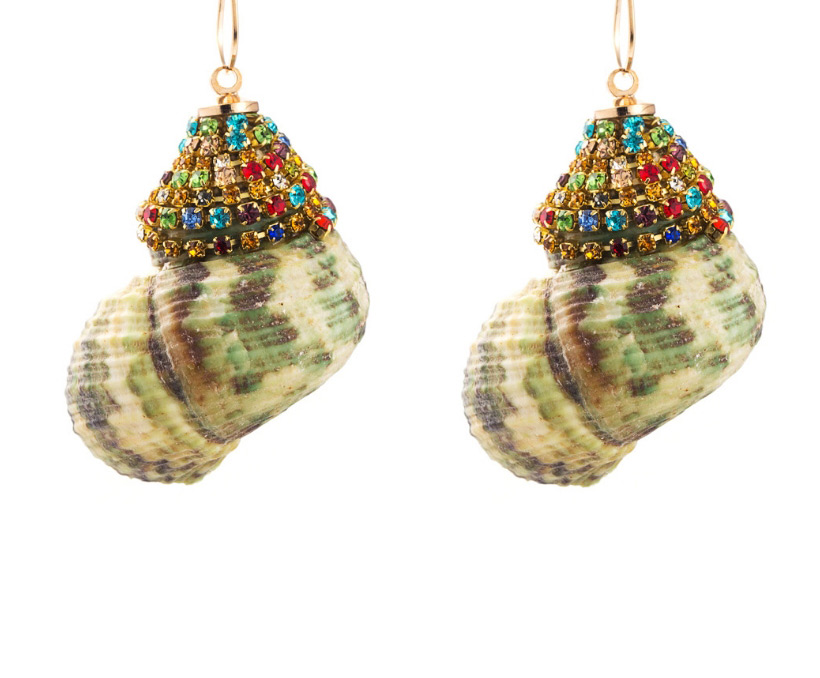 Fashion Color Conch Alloy Earrings With Diamonds,Drop Earrings