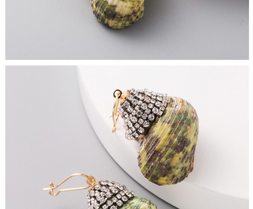 Fashion Color Conch Alloy Earrings With Diamonds,Drop Earrings
