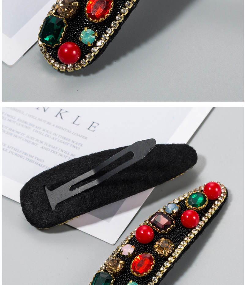 Fashion Red Color-square Faceted Rhinestone Pearl Alloy Rectangular Hair Clip,Hairpins