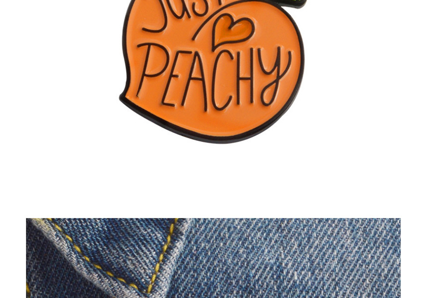 Fashion Orange Enamel Alloy Peach Letter Contrast Brooch,Korean Brooches