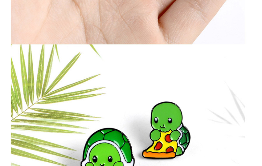 Fashion Green Dripping Enamel Turtle Letter Contrast Brooch,Korean Brooches