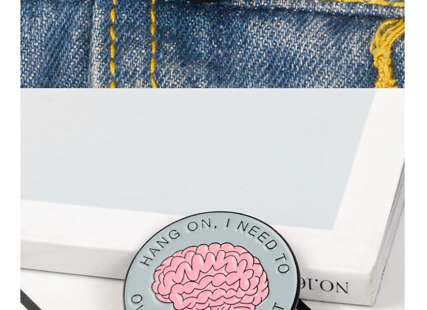 Fashion Pink Brain Thinking Pattern Introverted Character Alloy Enamel Brooch,Korean Brooches
