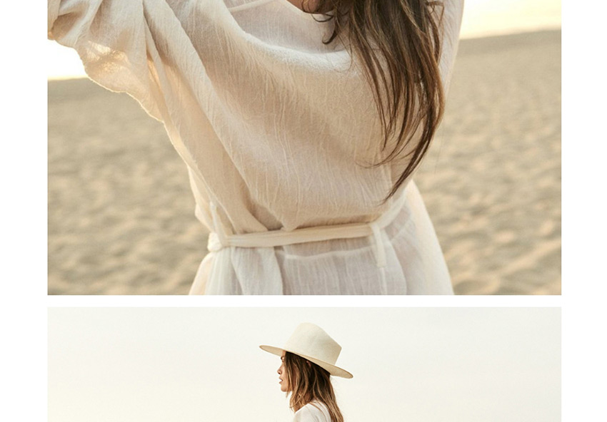 Fashion White Tie Straps Split Split Cardigan Sun Protection Clothing,Sunscreen Shirts
