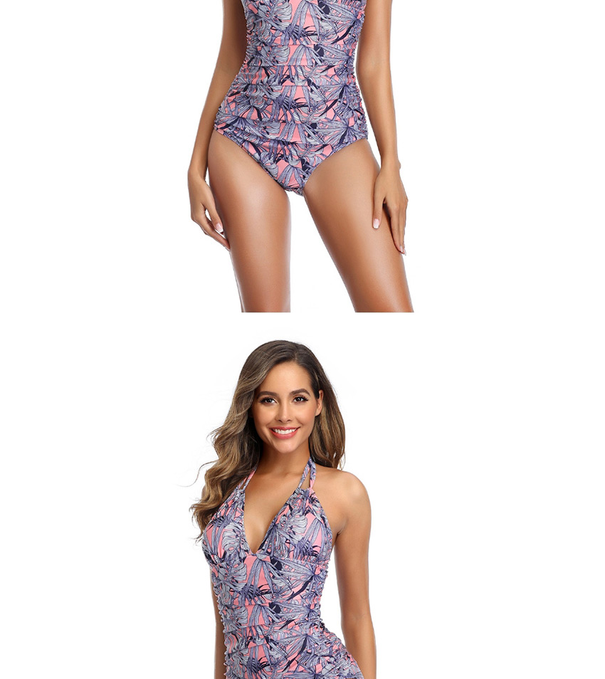 Fashion Purple Pleated One Piece Swimsuit,One Pieces