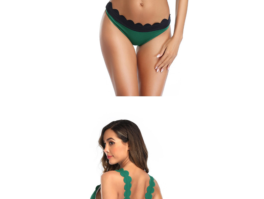 Fashion Green Lace Stitching Contrast V-neck Split Swimsuit,Bikini Sets