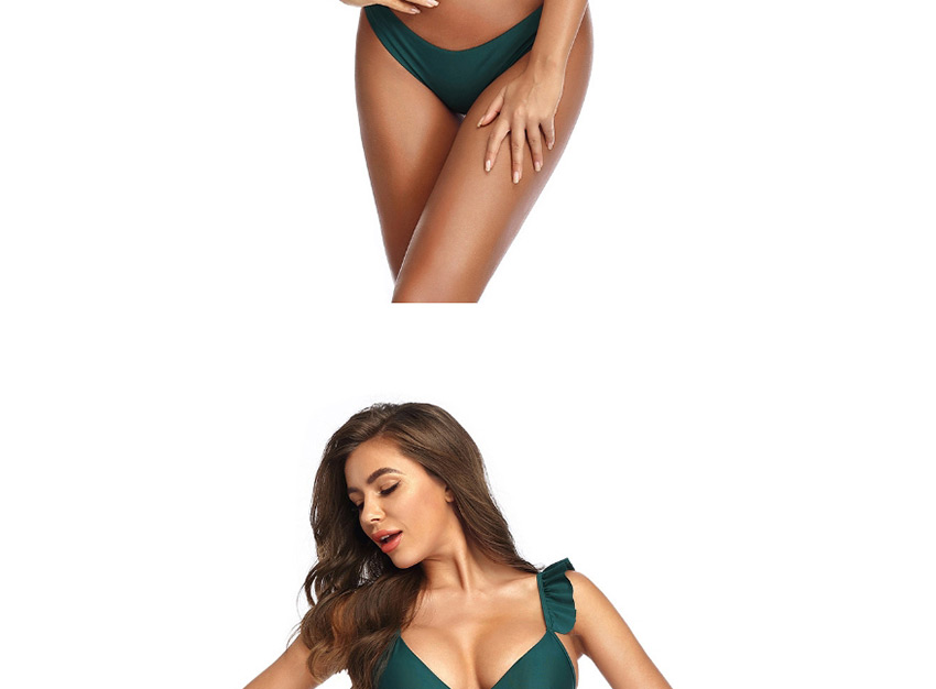 Fashion Green Flashing Solid Color Low Waist Split Swimsuit,Bikini Sets