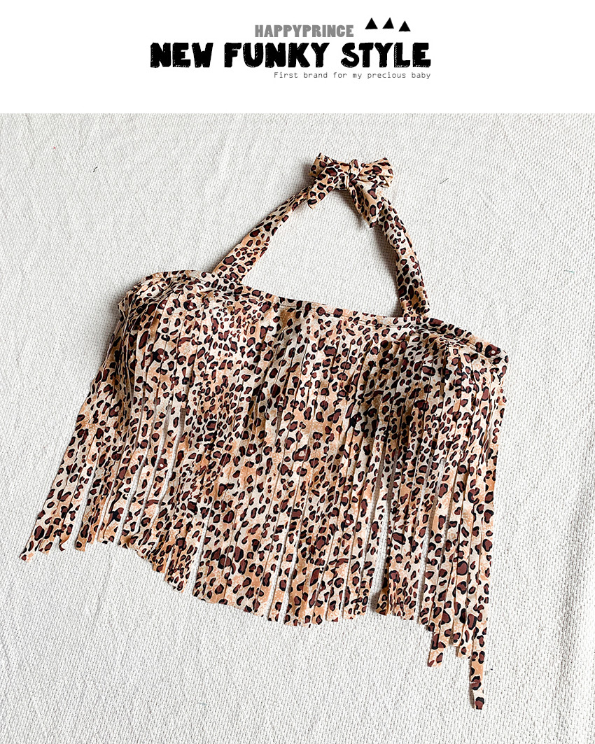 Fashion Color Leopard Print Tassel Split Swimsuit,Bikini Sets