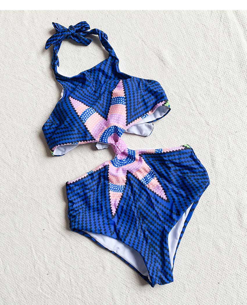 Fashion Color Printed Tethered Swimsuit,One Pieces