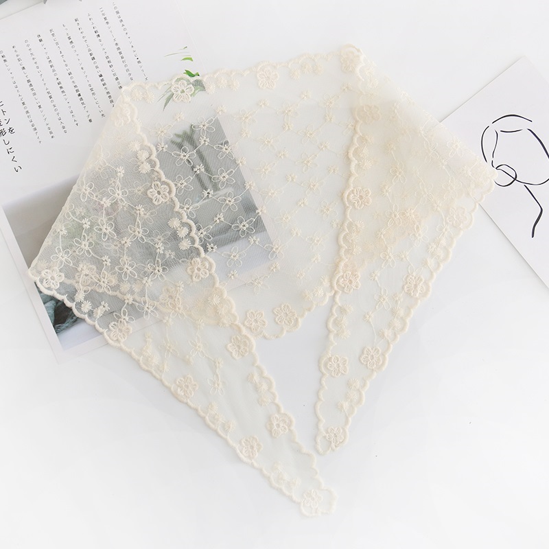Fashion Milky White Full Lace Flower Triangle Scarf,Thin Scaves