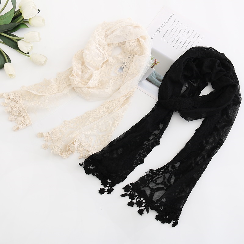 Fashion Black Flower Lace Long Scarf,Thin Scaves
