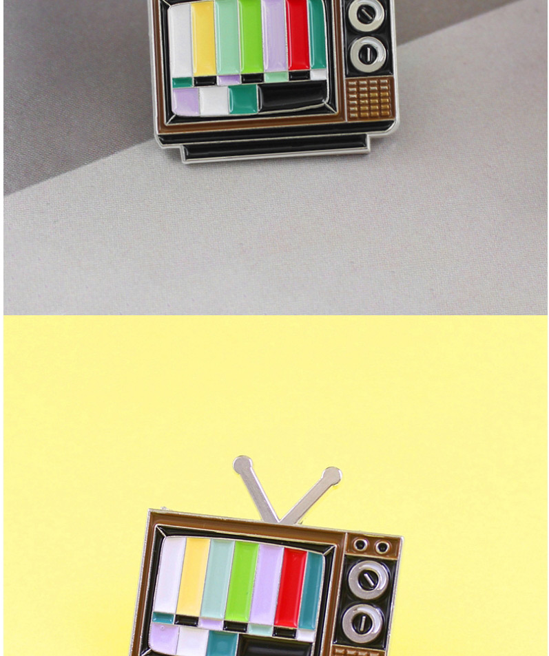 Fashion Square Color No Signal Iridescent Tv Screen Shape Enamel Pin,Korean Brooches