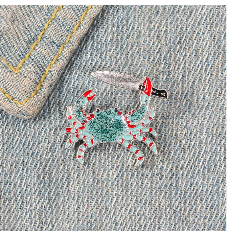Fashion Green Cartoon Crab Alloy Dripping Enamel Brooch,Korean Brooches