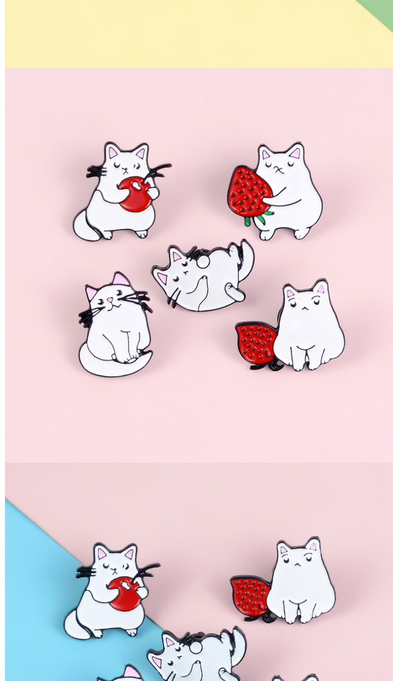Fashion White Cartoon Fat Cat Enamel Alloy Dripping Brooch,Korean Brooches