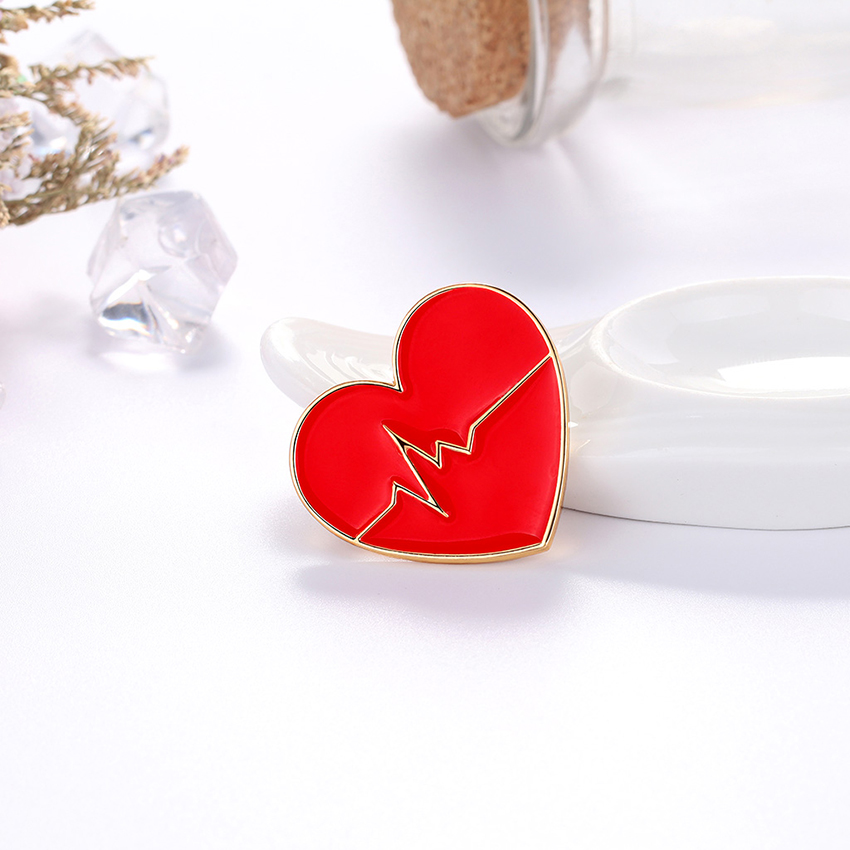 Fashion Red Alloy Electrocardiogram Brooch With Dripping Oil,Korean Brooches
