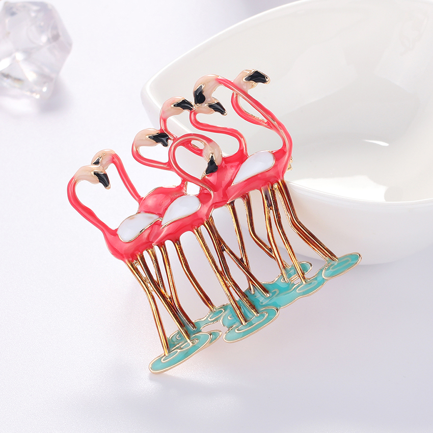 Fashion Color Alloy Dripping Flamingo Hit Color Brooch,Korean Brooches