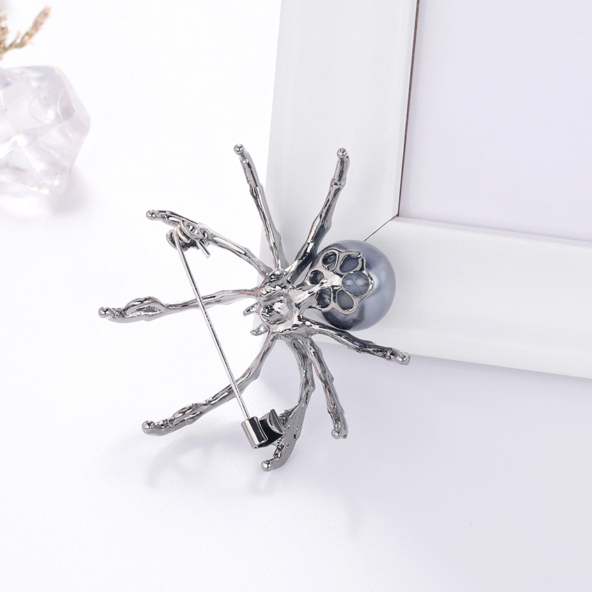 Fashion White K Alloy Pearl Brooch With Spider,Korean Brooches