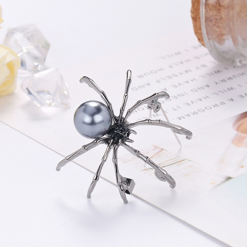 Fashion White K Alloy Pearl Brooch With Spider,Korean Brooches