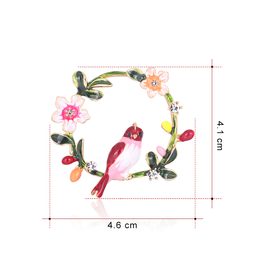 Fashion Red Alloy Brooch With Diamonds And Flowers,Korean Brooches