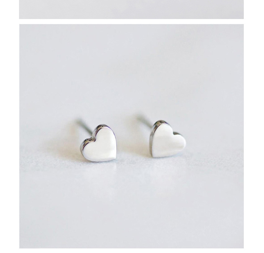 Fashion Rosy Titanium Steel Shiny Heart-shaped Stainless Steel Earrings,Earrings