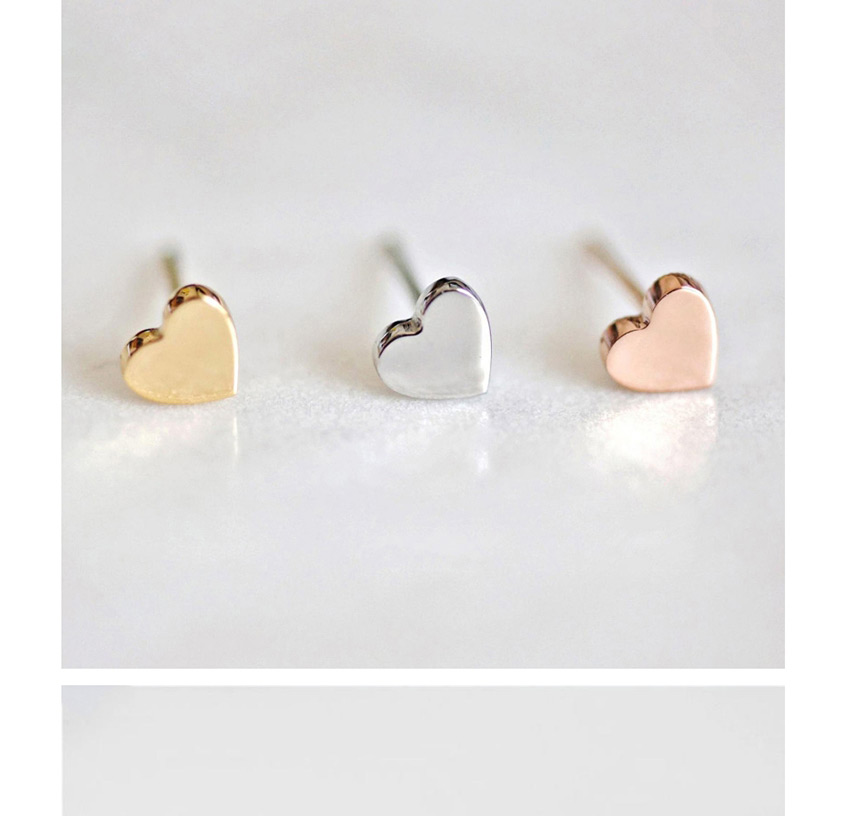 Fashion Golden Titanium Steel Shiny Heart-shaped Stainless Steel Earrings,Earrings