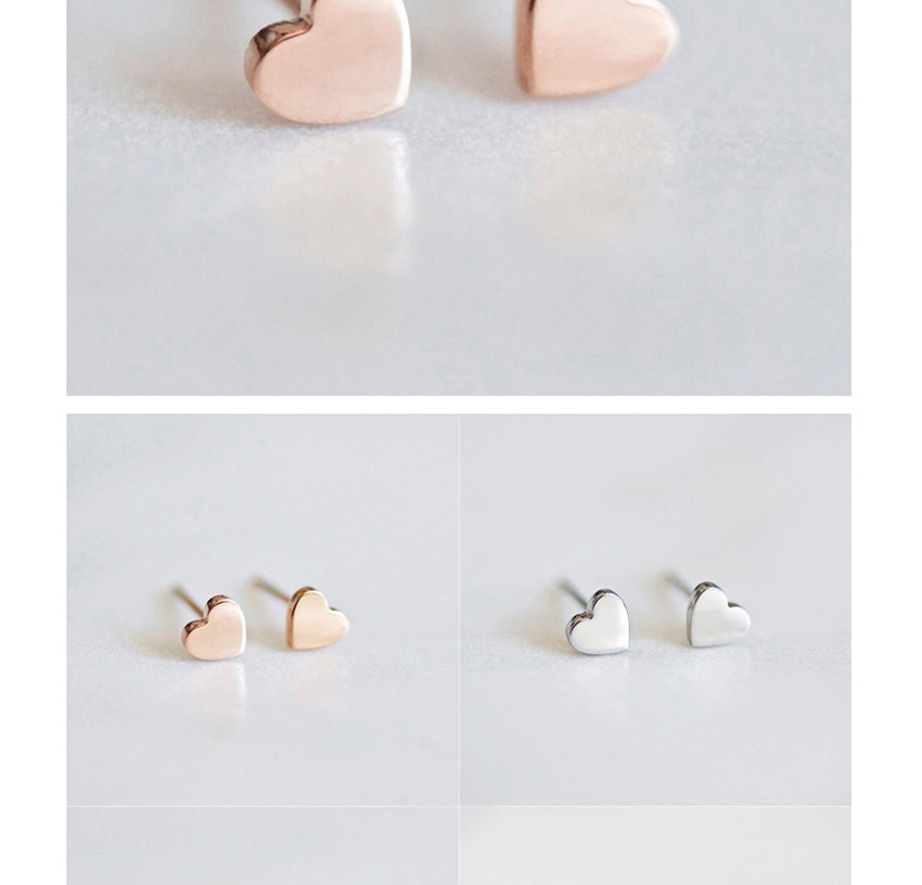 Fashion Golden Titanium Steel Shiny Heart-shaped Stainless Steel Earrings,Earrings