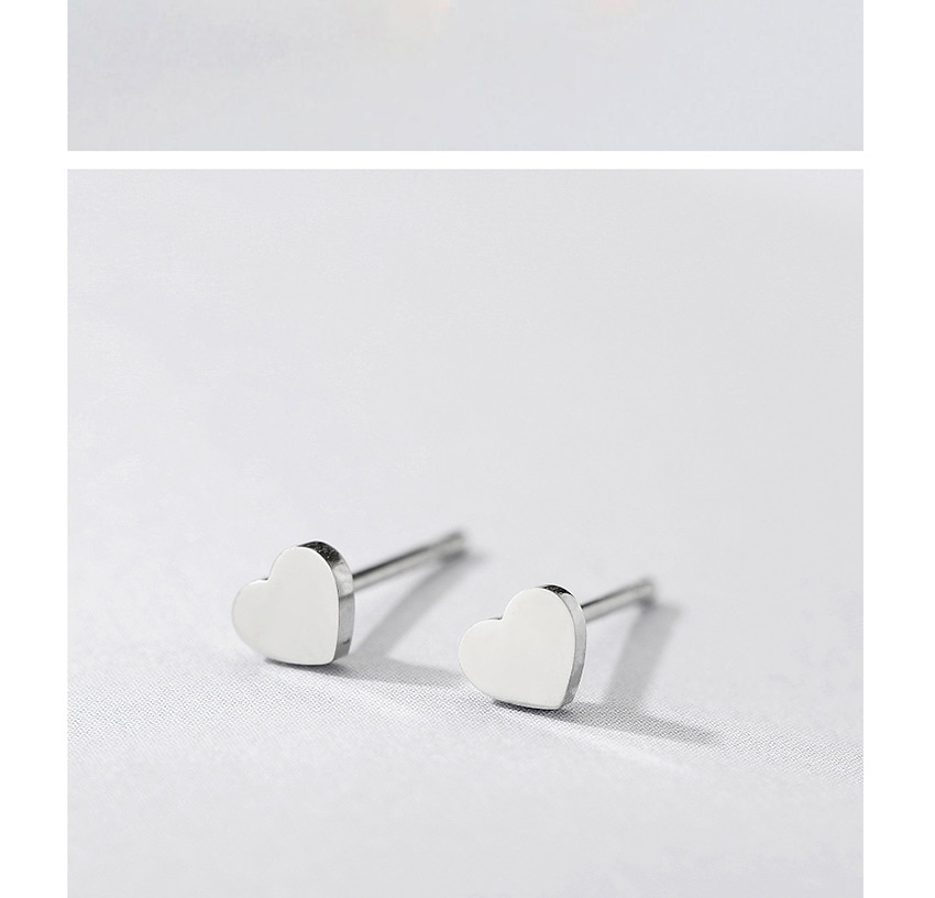 Fashion Silver Titanium Steel Shiny Heart-shaped Stainless Steel Earrings,Earrings