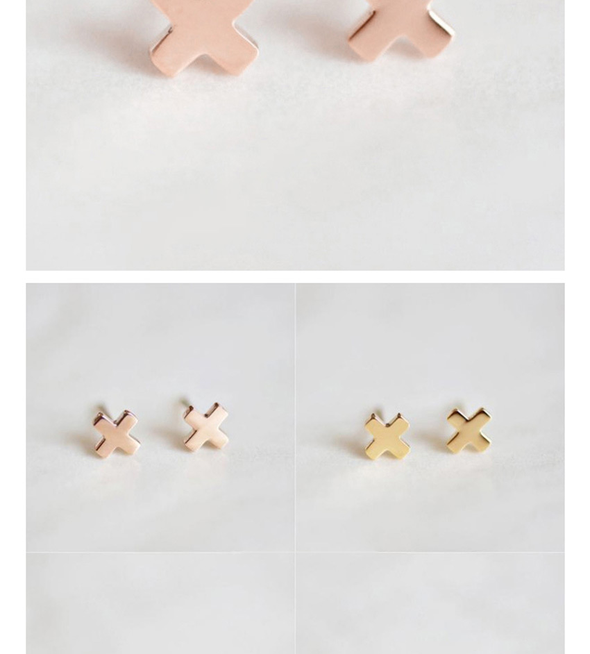 Fashion Rosy Titanium Steel Shiny Cross Stainless Steel Earrings,Earrings