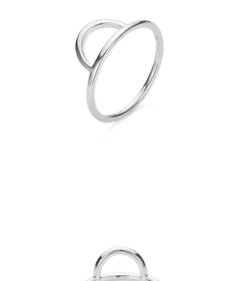 Fashion Silver Stainless Steel Geometric Cutout Thin Edge Ring,Rings