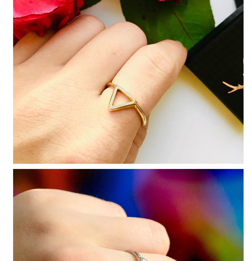 Fashion Golden Stainless Steel Geometric Triangle Openwork Thin Edge Ring,Rings