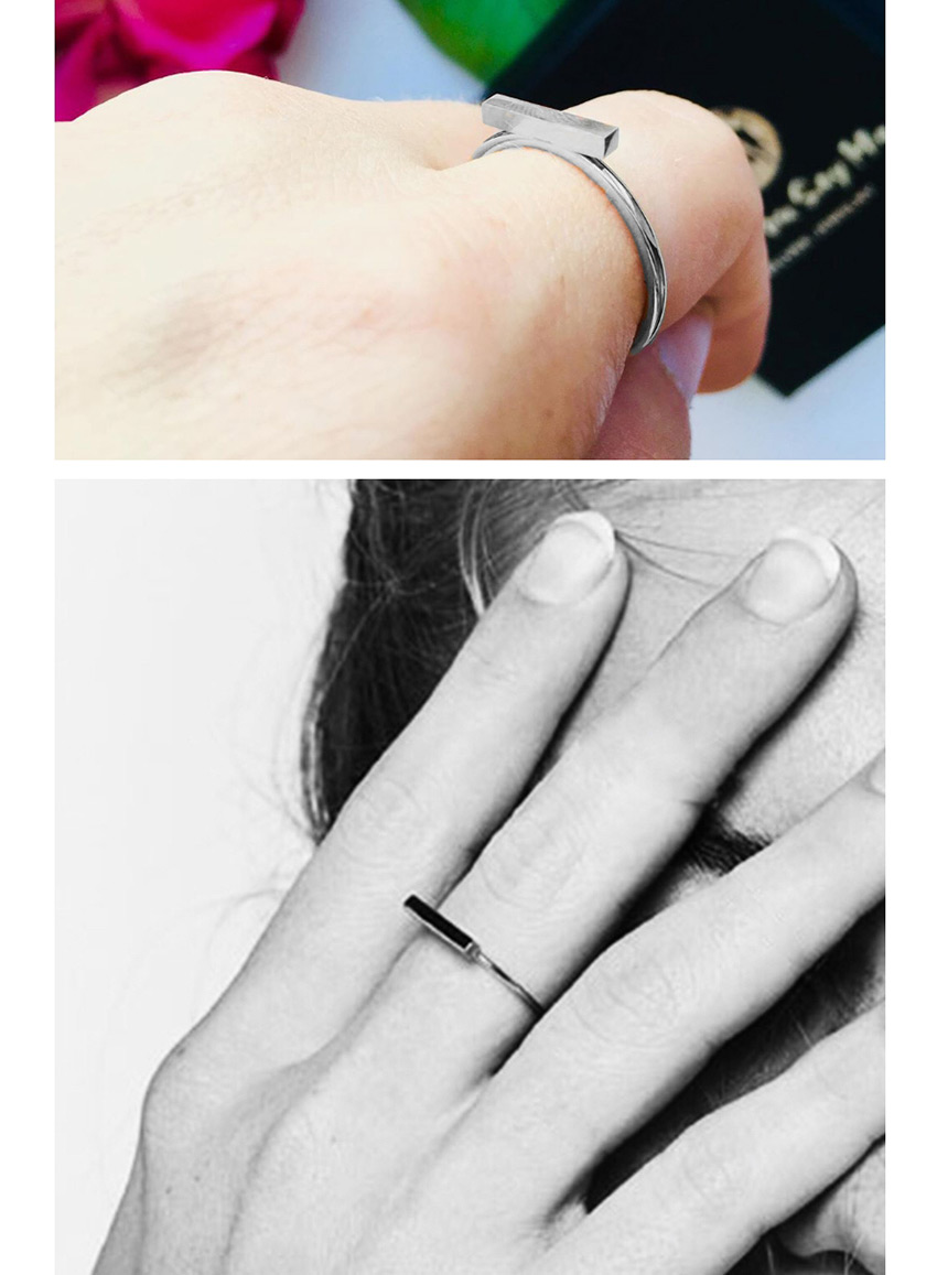 Fashion Silver Stainless Steel Geometric Word Ring,Rings